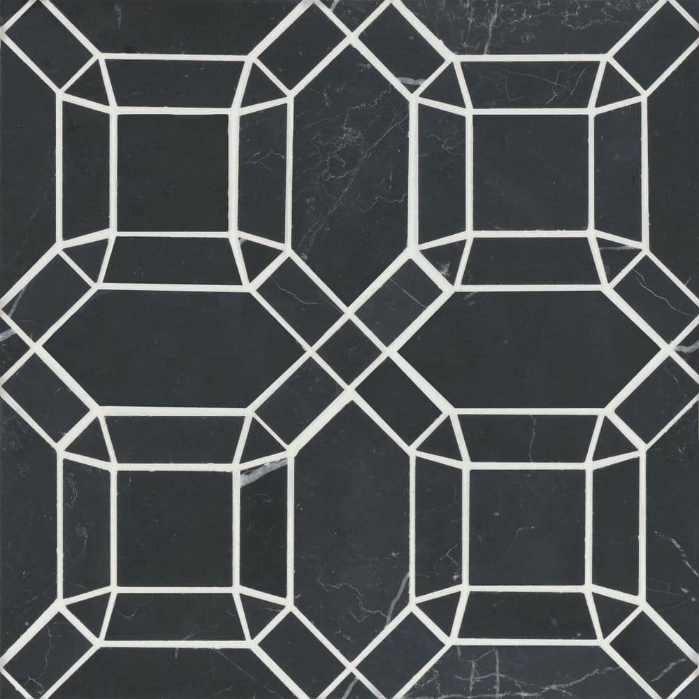 Monet Square 11 in. x 11 in. Honed Nero Marquina Marble Mosaic Tile (4.39 sq. ft./Carton) price history on PriceWatchPro