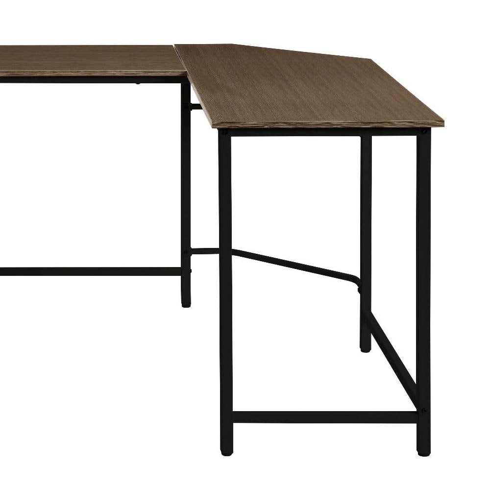 Executive Corner L-Shaped Desk with Drawer and USB Port in Black