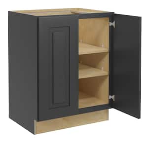 Grayson Deep Onyx Painted Plywood Shaker Assembled Base Kitchen Cabinet FH Soft Close 27 in W x 24 in D x 34.5 in H