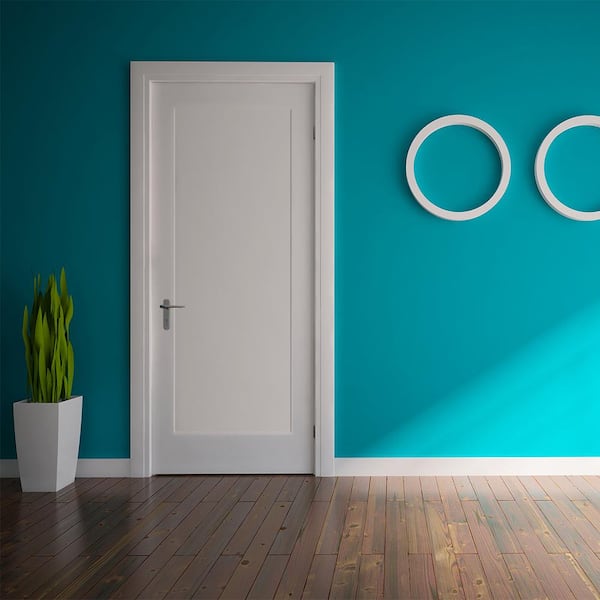 CODEL DOORS - 32 in. x 84 in. 1 Panel Solid Wood White Primed Smooth MDF Interior Door Slab