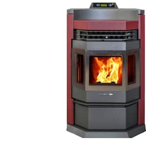 HP22NSS-Burgundy Pellet Stove 2,800 sq. ft. EPA Certified in Burgundy and SS Trim