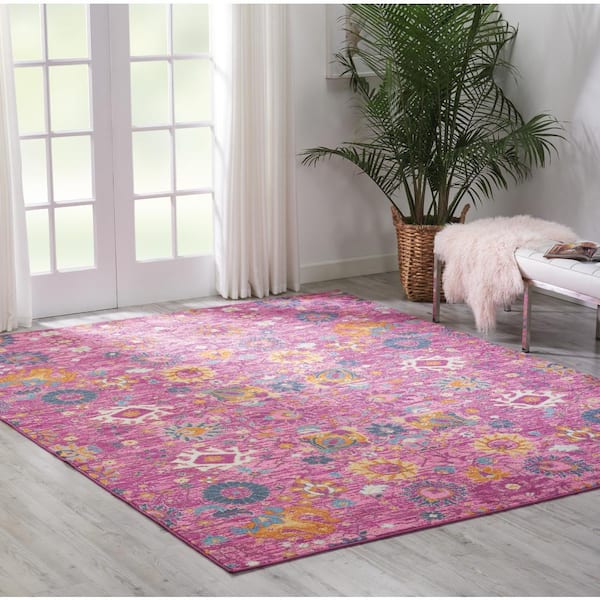 Passion Fuchsia 8 ft. x 10 ft. Floral Transitional Area Rug
