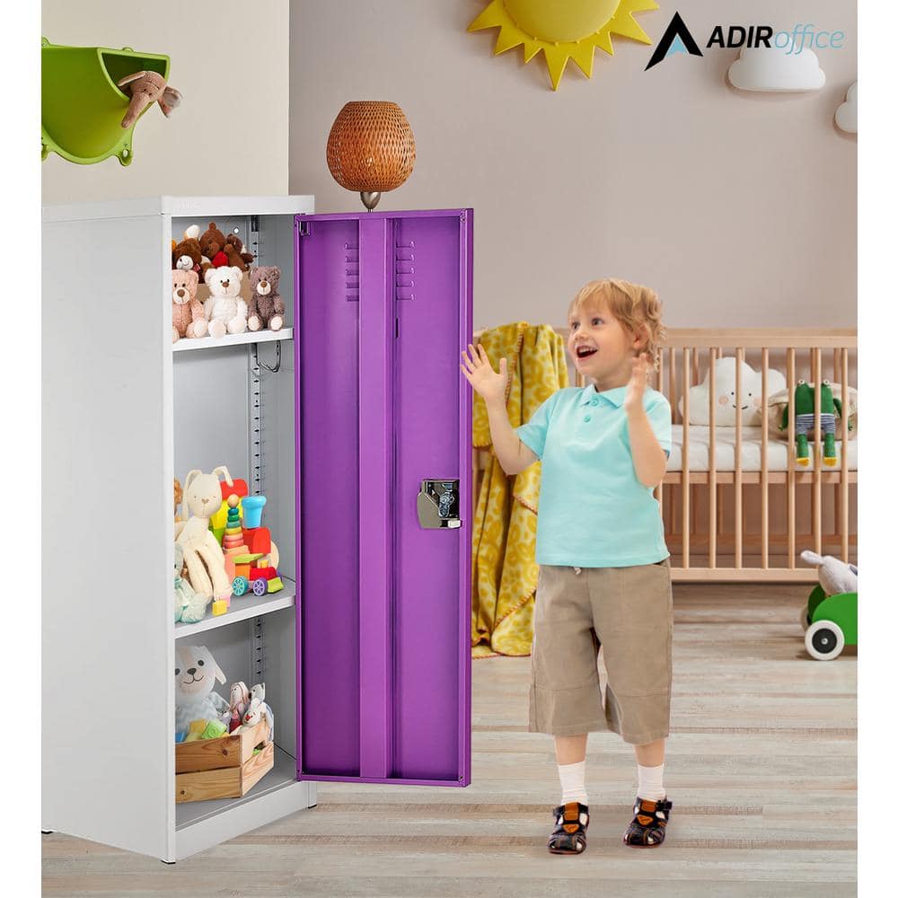 48-Inch Purple Steel Freestanding Office Locker with Adjustable Shelving