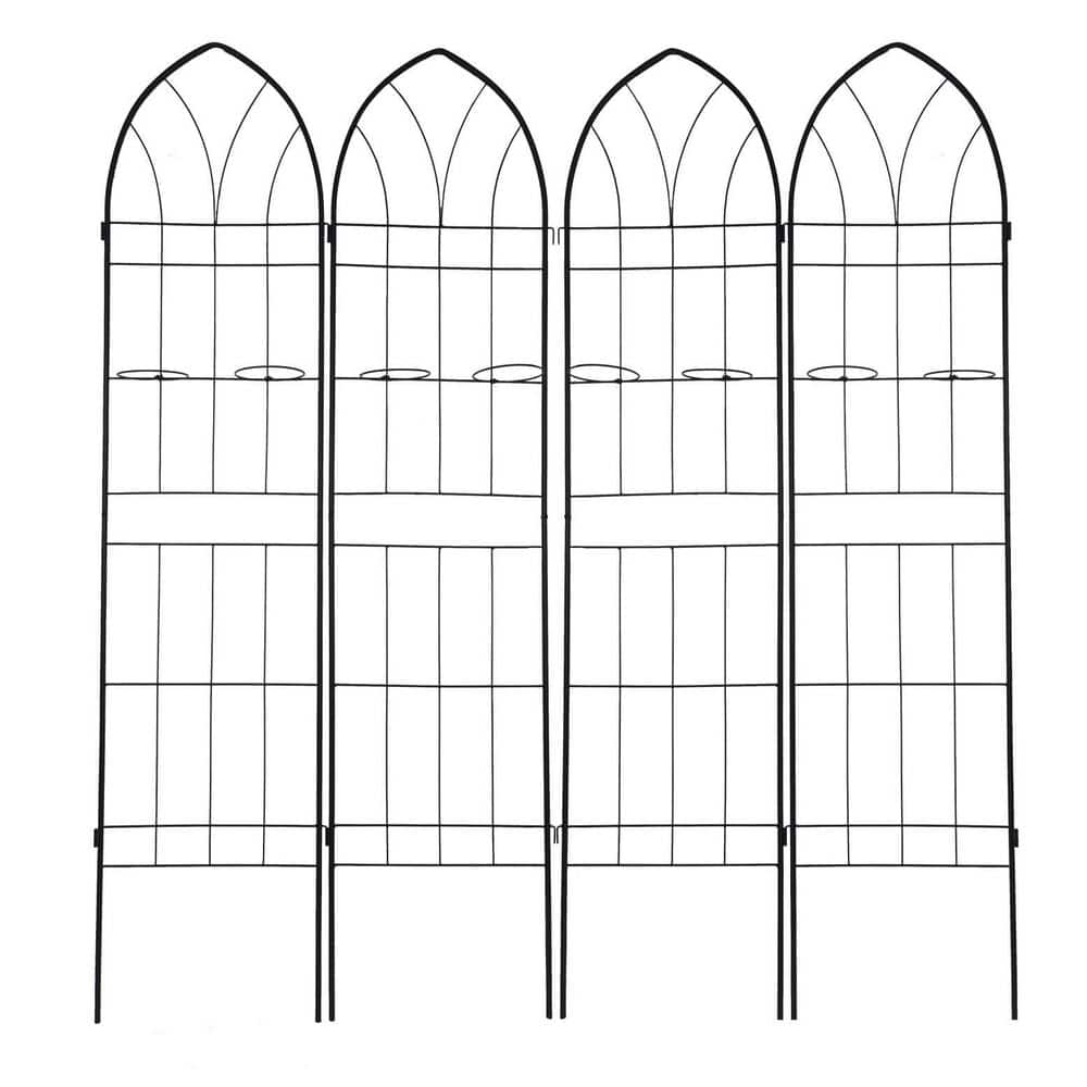 78.8 in. Height Metal Garden Rustproof Trellis Outdoor Flower Support for Climbing Plants in Black (4-Pack) price history on PriceWatchPro