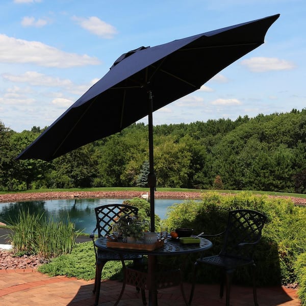 Sunnydaze Decor 9 ft. Aluminum Market Auto Tilt Patio Umbrella in