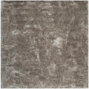 South Beach Shag Silver 6 ft. x 6 ft. Square Solid Area Rug