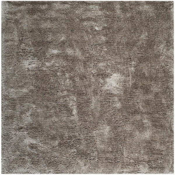 SAFAVIEH South Beach Shag Silver 6 ft. x 6 ft. Square Solid Area Rug
