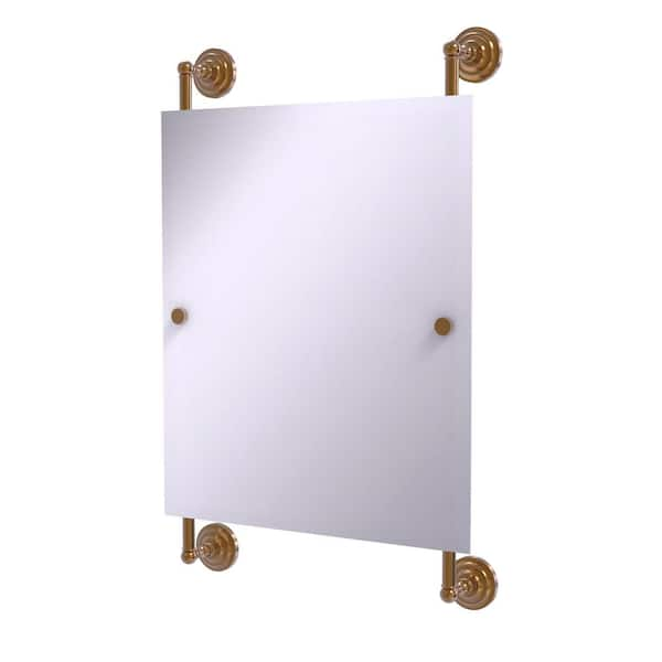 Allied Brass Que New Collection 25 in. x 33 in. Rectangular Frameless Rail Mounted Mirror in Brushed Bronze