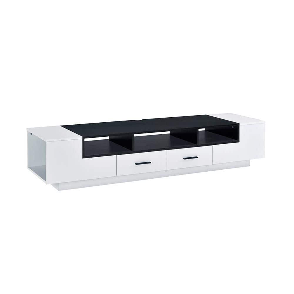 Black and White 69" Modern TV Stand with Cabinet