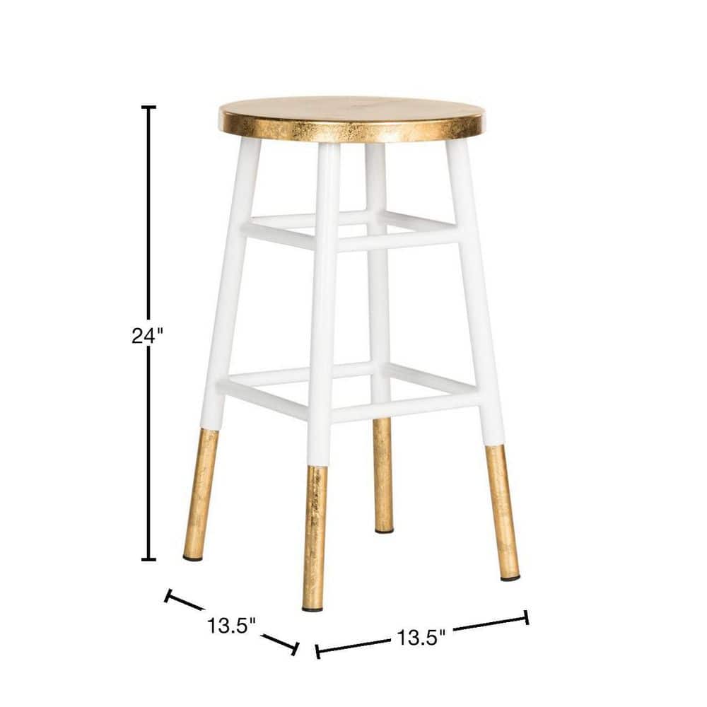 White and Gold Iron Backless Counter Stool