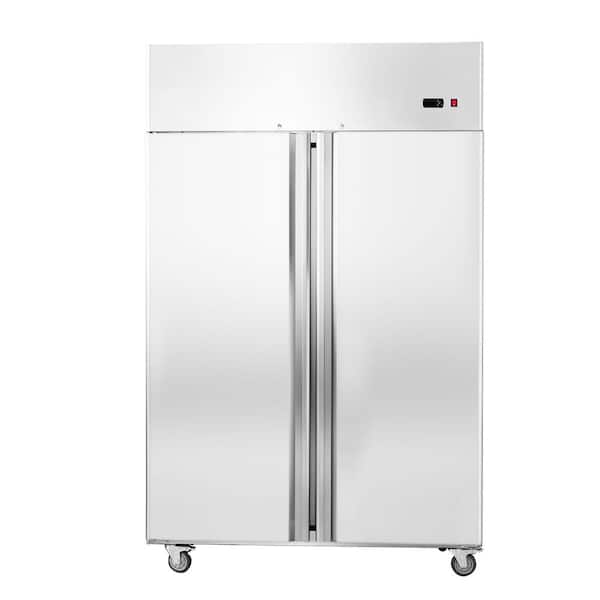 Commercial Refrigerator 44.21 Cu.ft, 54.4 in. Reach-In Upright Refrigerator with 2 Doors, Auto-Defrost Stainless Steel