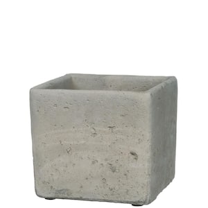 4.5" Gray Cement Square Planter