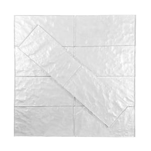 Metallics Glossy Silver Textured Subway 3 in. x 6 in. Glass Decorative Backsplash Tile (1 sq. ft./Case)