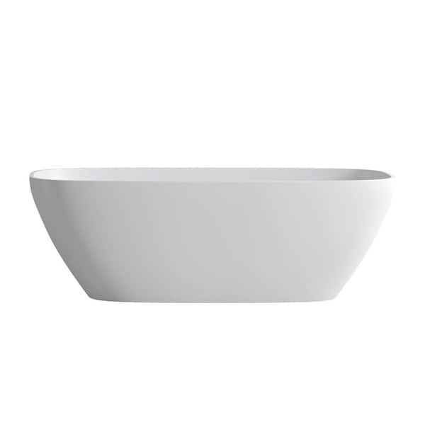 INSTER 67 in. Composite Solid Surface Flatbottom Oval Bathtub in Matte White