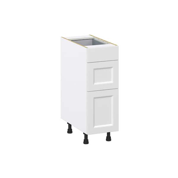 J COLLECTION Laramie 12 in. W x 24 in. D x 34.5 in. H Assembled Drawer Base Kitchen Cabinet in Painted Bright White with 3 Drawers