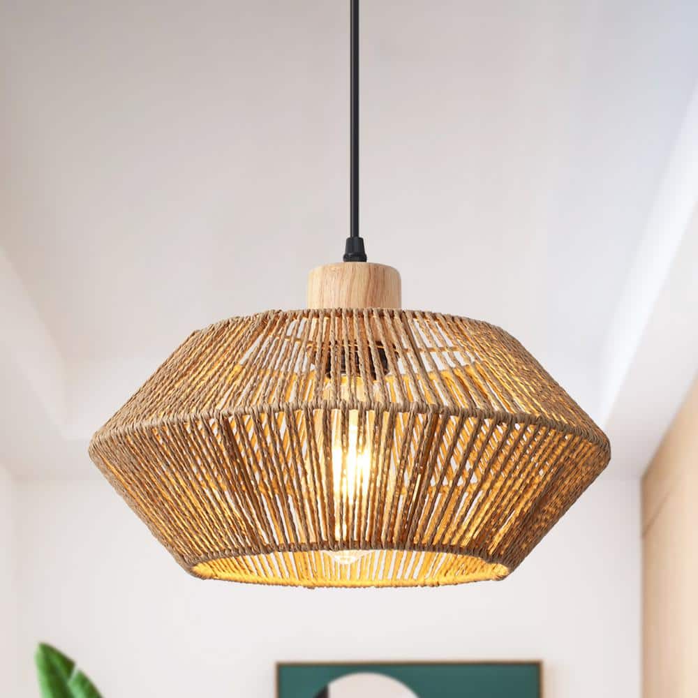 LWYTJO 60 -Watt 1-Light Brown Shaded Pendant Light with