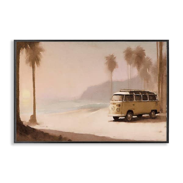 Stupell Industries Tranquil Beach Day by Noah Bay Black Framed Coastal Giclee Art Print 12 in. x 18 in.