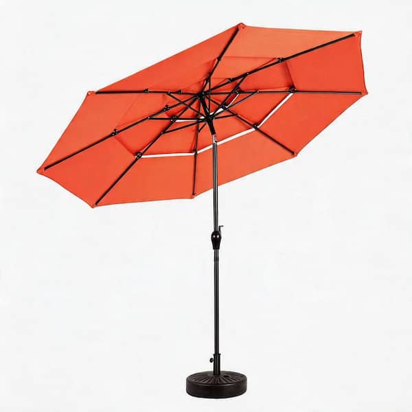 10 ft. aluminum auto-tilt market outdoor patio umbrella VAMOP 10 ft. Aluminium Cantilever Market Auto-Tilt Patio Umbrella in Orange  Durable Construction ZZH102751