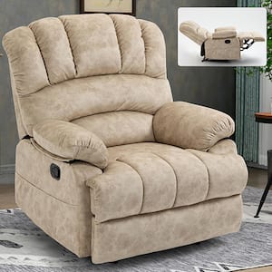 Beige Large Manual Recliner Chair in Fabric for Living Room