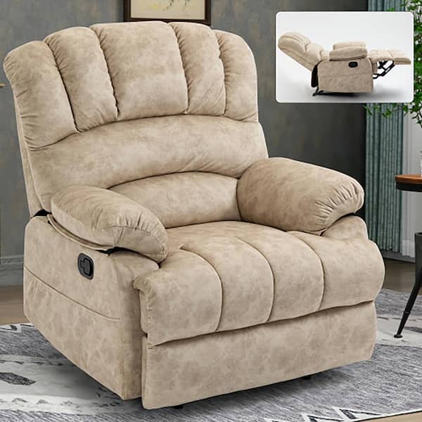 Boyel Living Beige Large Manual Recliner Chair in Fabric for Living Room