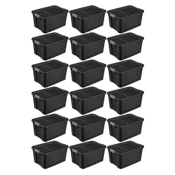  Sterilite 18 Gallon Tuff1 Storage Tote, Stackable Bin with  Lid, Plastic Container to Organize Garage, Basement, Attic, Gray Base and  Lid, 6-Pack