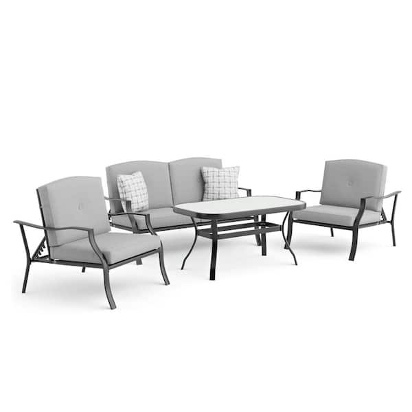 Reclining Home Patio Depot 4-Piece and GHN-3269-6QL GREEMOTION With Steel Cushions Seating Set Palma - Gray The Conversation