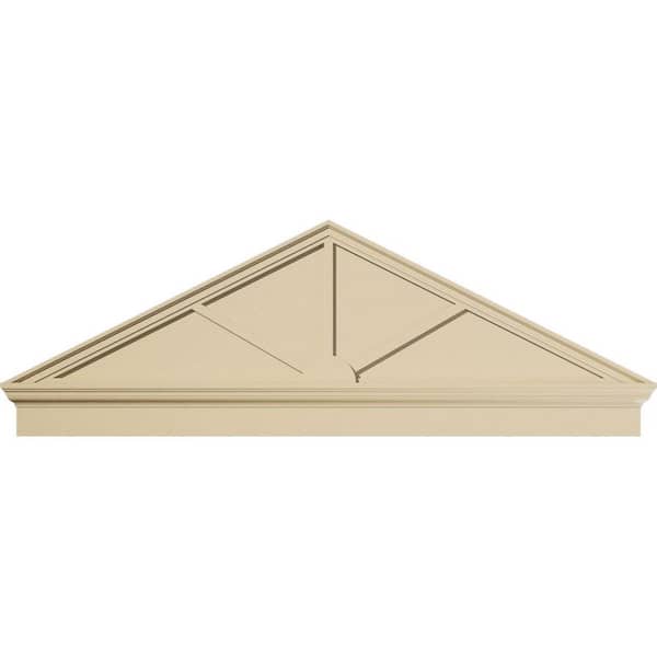 Ekena Millwork 70-in W x 24-3/8-in H x 2-3/4-in P (Pitch 6/12) Peaked Cap 3-SpokeSignature Urethane Combination Pediment, Primed Tan