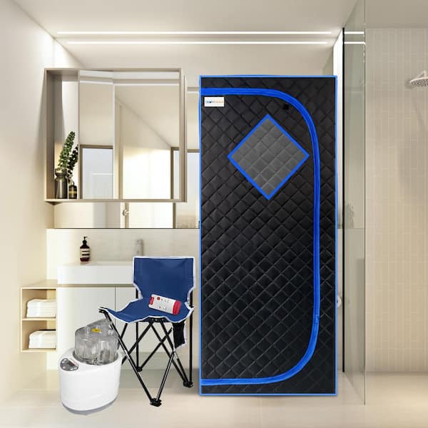 Spygo Moray 1-Person Indoor Full Size Black Portable Steam Sauna Tent with Steam Generator and Foldable Chair