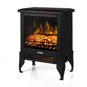 Suburbs 14 in. Freestanding Electric Fireplace Stove with Realistic Dancing Flame Effect and Thermostat in Black