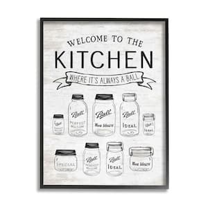 Kitchen Where It's A Ball Pun Country Jar By Lettered and Lined Framed Print Abstract Texturized Art 24 in. x 30 in.