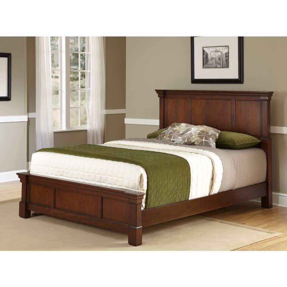 Aspen Rustic Cherry Queen Bed with Mahogany Frame