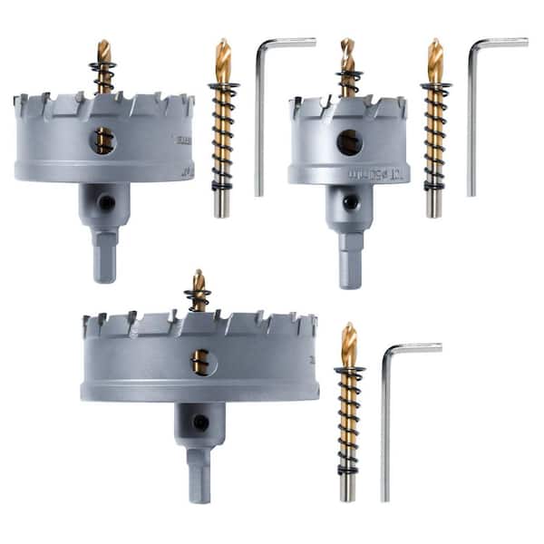 2 in., 3 in. & 4 in. Tungsten Carbide Tipped Hole Saws Set with Titanium-Plated Pilot Drill Bit for Multi-Purpose