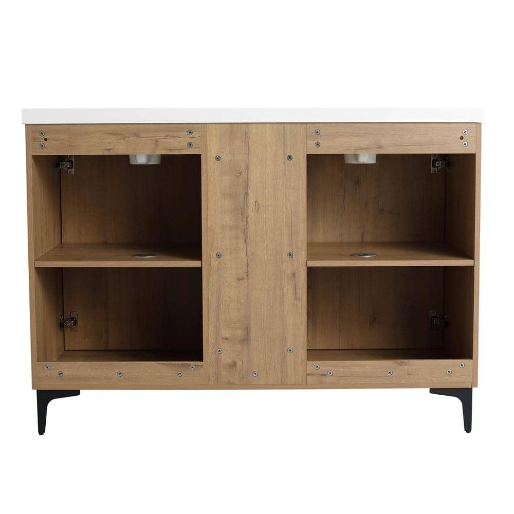 48" Imitative Oak Freestanding Double Sink Bathroom Vanity