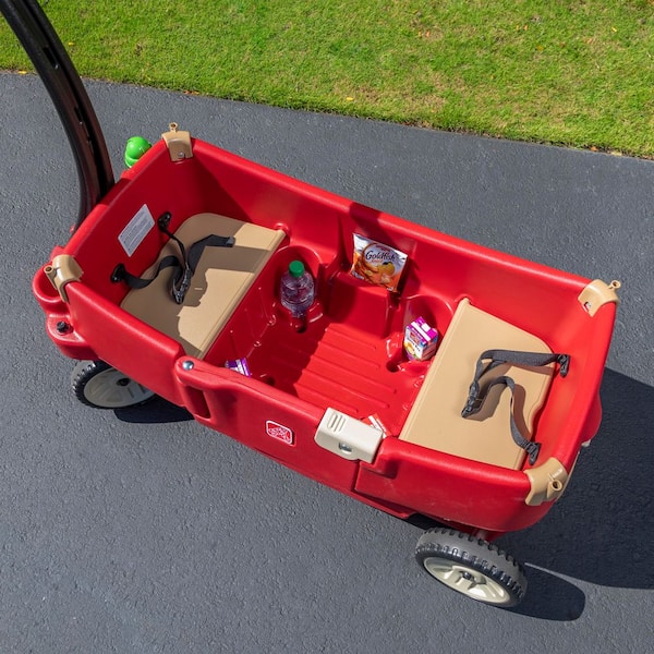 Step2 All Around Canopy 2-Seat Toddler Pull Wagon with Safety 