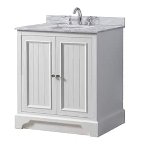 Kingswood 32 in. W x 25 in. D x 36 in. H Bath Vanity in White with White Carrara Marble Top