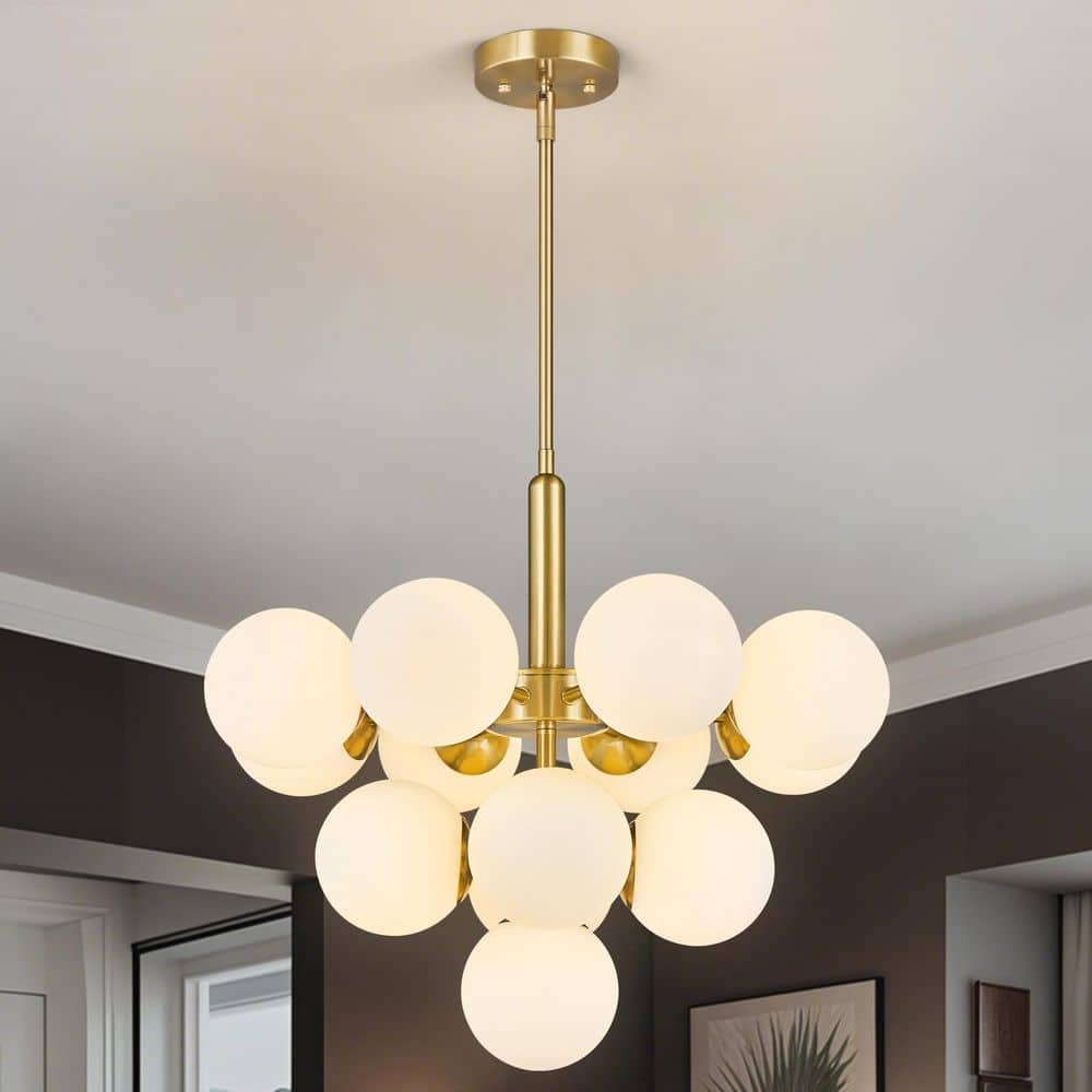 Home Lighting 40w 13Light 24. 81in Modern Gold Glass Semi-Recessed Chandelier Light-For living room and foyer price history on PriceWatchPro