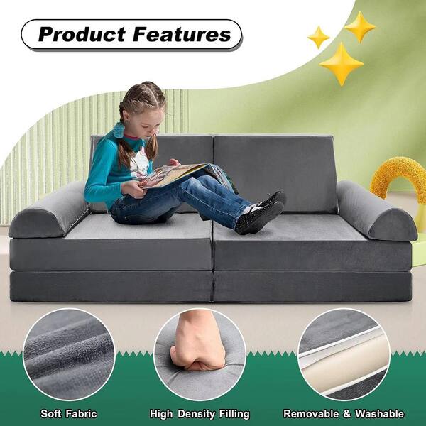 BOZTIY 10-Piece Kids Couch Sofa Modular Toddler Couch for