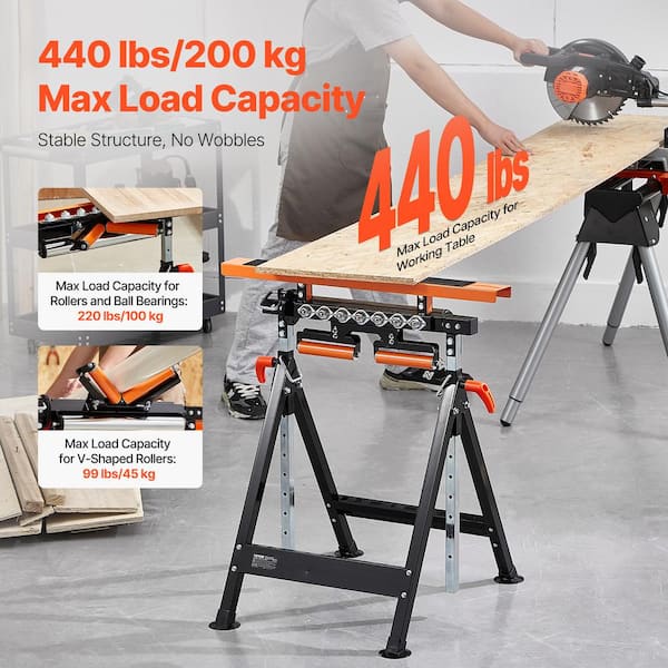 4-in.-1 Roller Stand 440 lbs. Load Capacity 32.4 in. x 29.53 in. Adjustable Height Folding Rolling Roller Stands