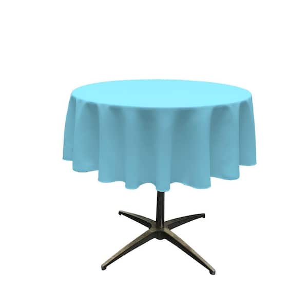 LA Linen Polyester Poplin Light Turquoise 51 in. Round Tablecloth