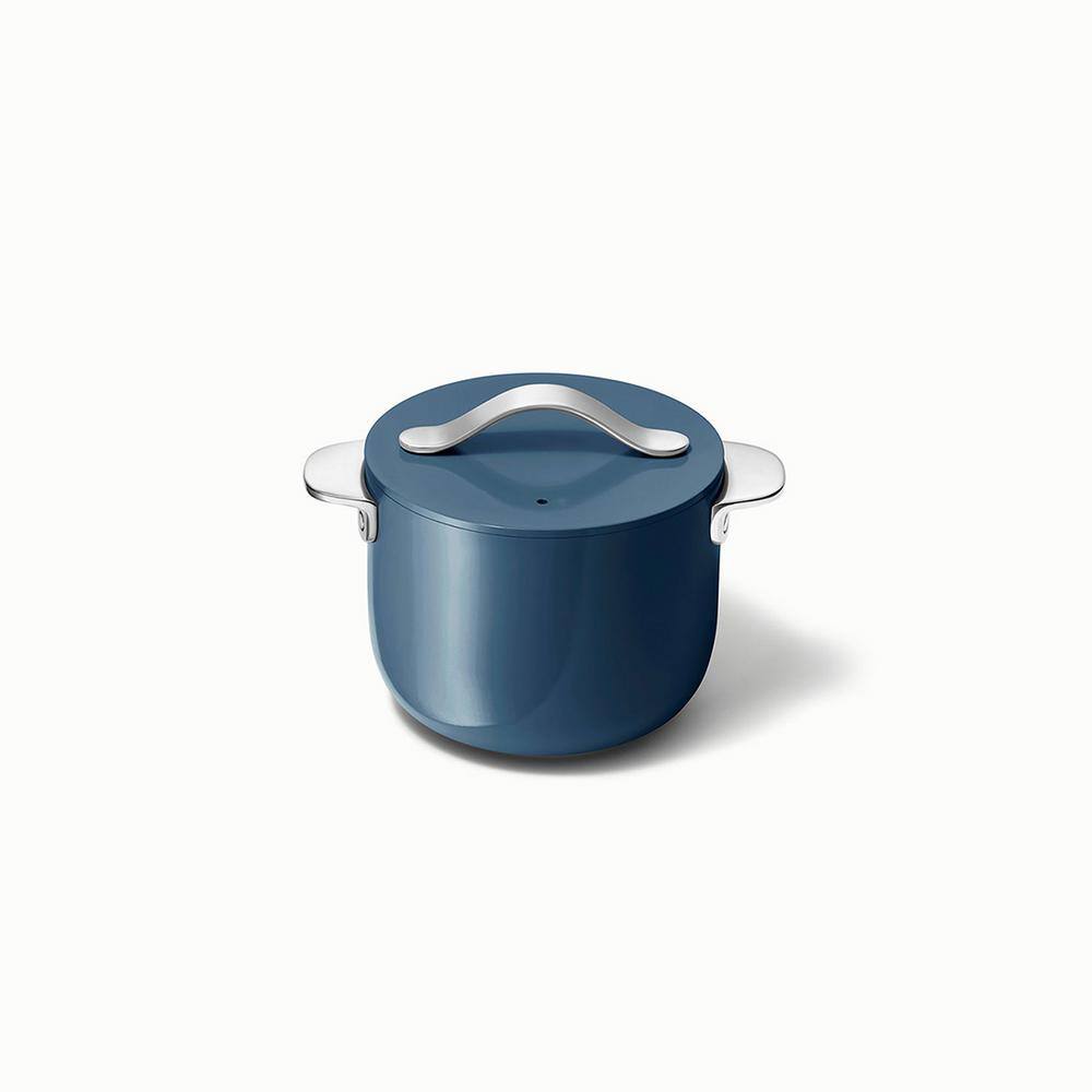 CARAWAY HOME Cookware+ Petite 2 qt. Navy Ceramic Nonstick Soup Pot with Lid