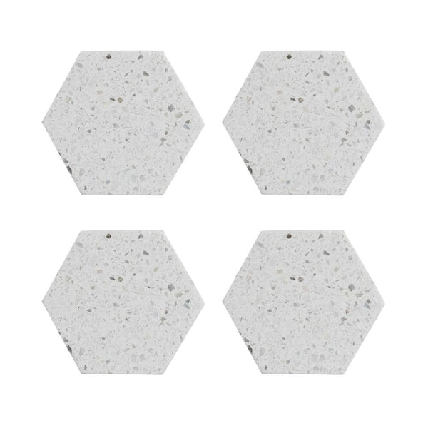 Typhoon Elements Ivory Terrazzo Hexagonal Coaster (Set of 4)