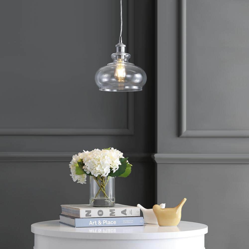 Wyatt 9.5" Chrome Polished Clear Glass LED Pendant Light