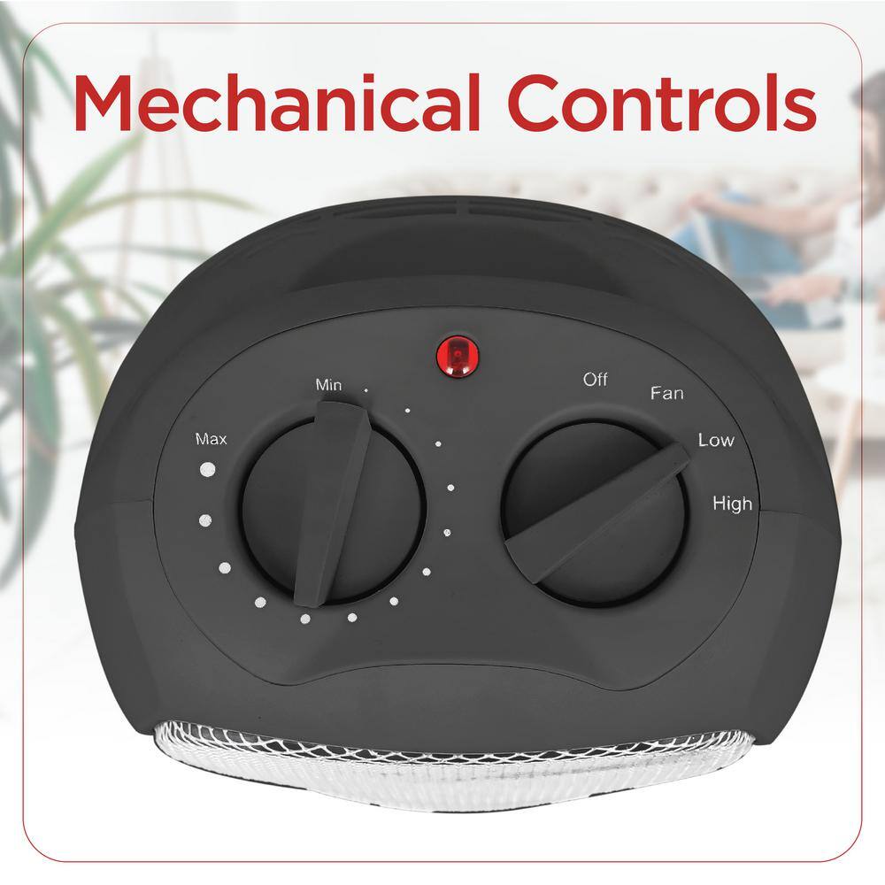 Black Ceramic Electric Portable Space Heater with Thermostat