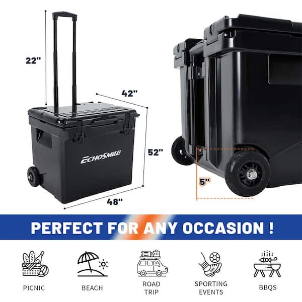 45 qt. Food & Beverage Chest Cooler, Insulated Ice Box With Wheels