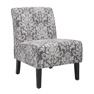 Aspen Accent Gray Damask Fabric Side Chair
