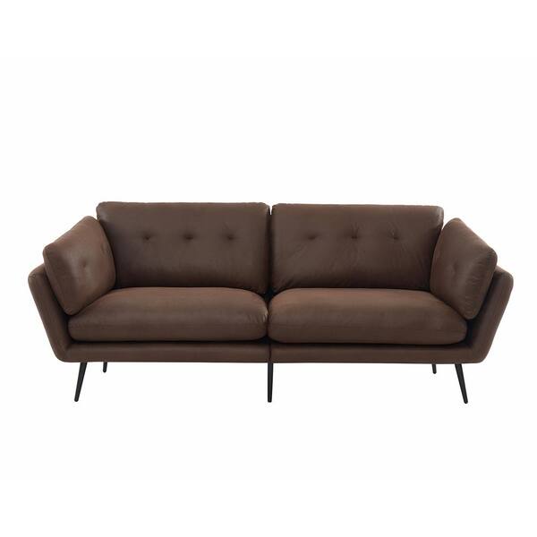 Miscool Theresa 33.86 in. W Brown Polyester 3-Seats Arm Sofa with Cushions