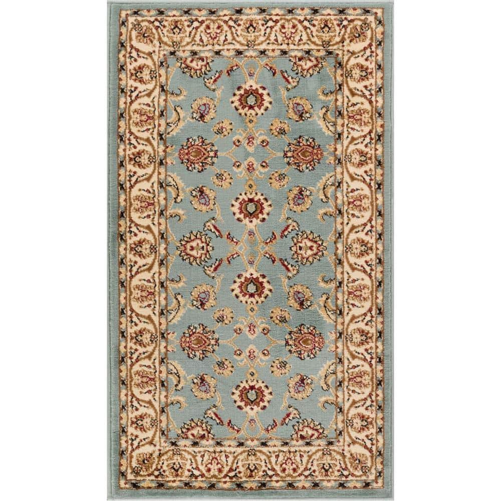 Well Woven Barclay Sarouk Light Blue Traditional Area Rug 3'11 Round 