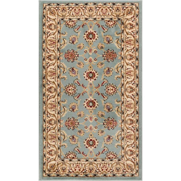 Barclay Sarouk Light Blue 2 in. 3 ft. x 3 in. 11 ft. Traditional Oriental Area Rug