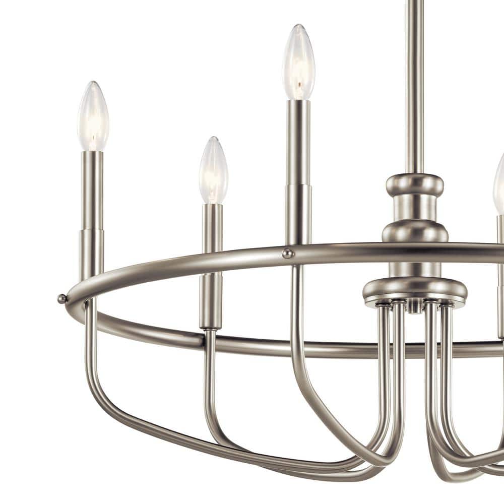 Brushed Nickel 6-Light Modern Candle Chandelier