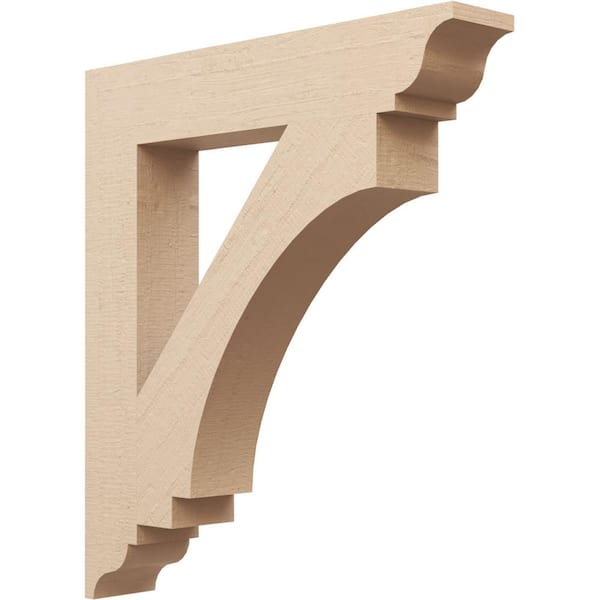Ekena Millwork 5.5 in. x 36 in. x 32 in. Imperial Traditional Rough Cedar Woodgrain Timberthane Polyurethane Bracket, Primed Tan